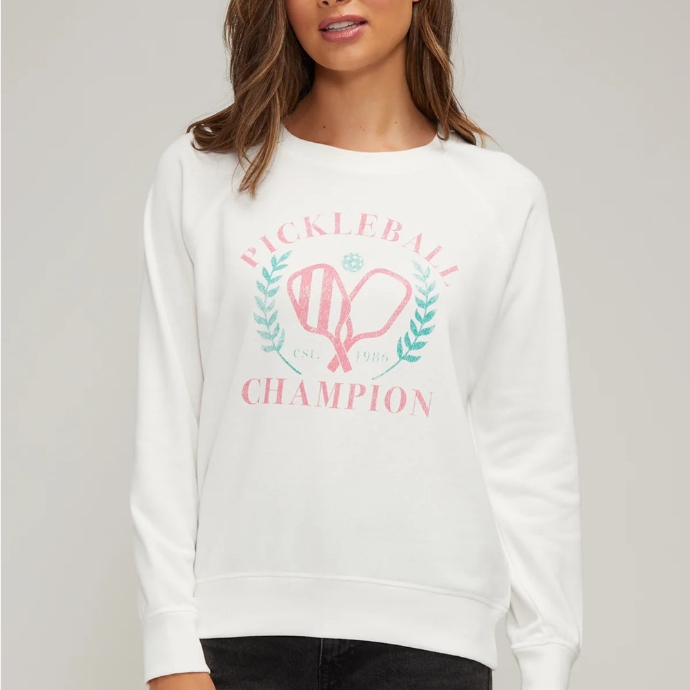 NWT Wildfox White, Pink, and Green Pickleball Champ Sweater MSRP $98